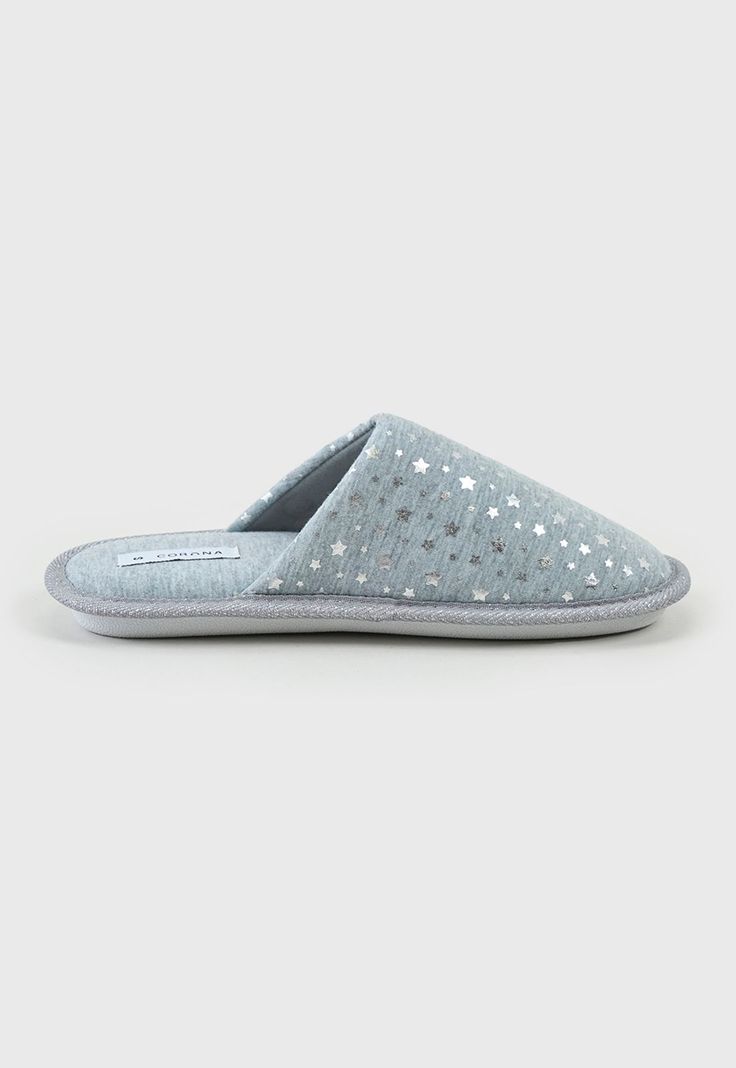 Pantuflas Mujer Print Estrellas Gris Corona-1