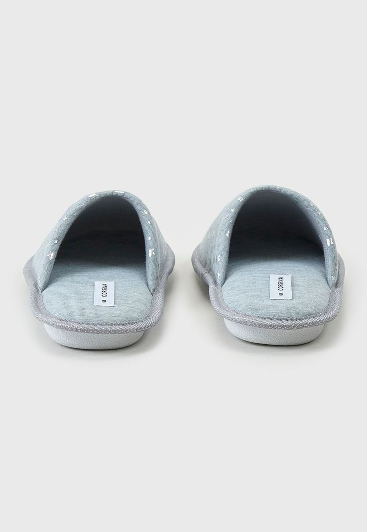 Pantuflas Mujer Print Estrellas Gris Corona-3