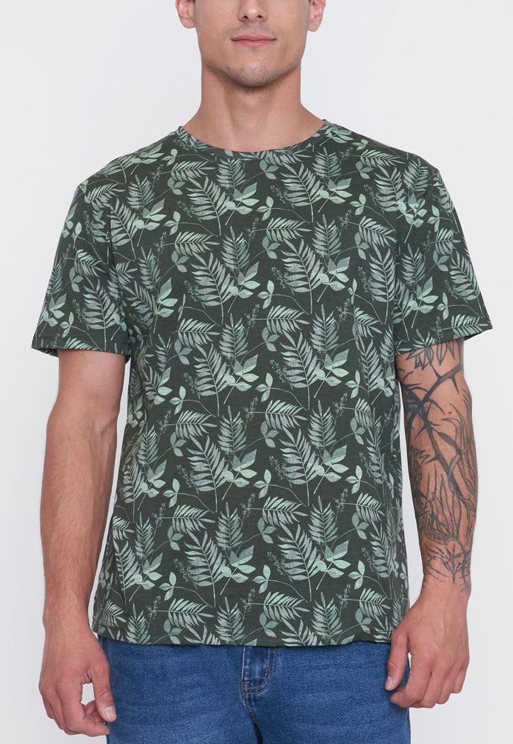 Polera Hombre Full Print Color Verde Corona-2