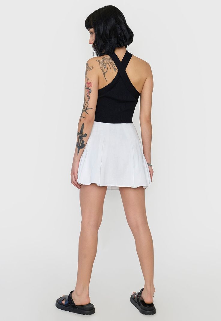 Falda Mujer Short Tableado Ecru Corona-2