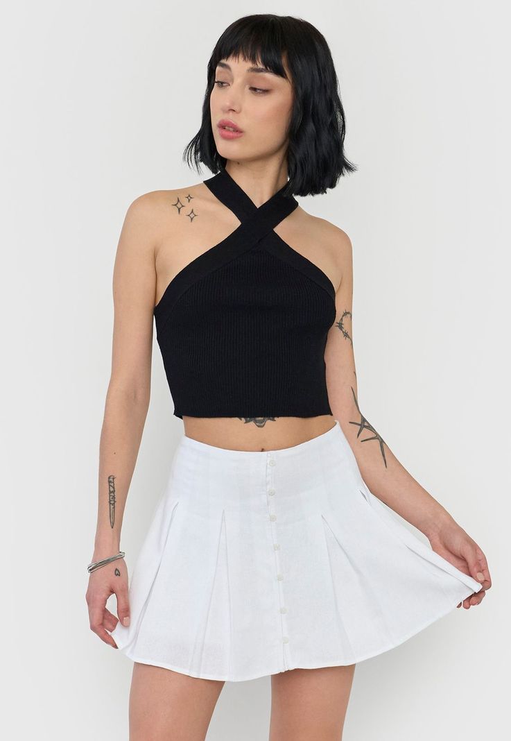 Falda Mujer Short Tableado Ecru Corona-3