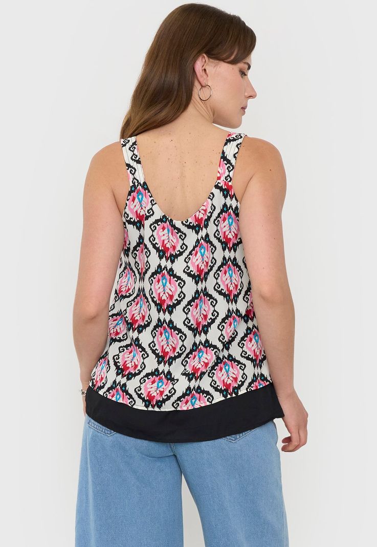 Blusa Mujer Pabilo Grueso Print Étnico Blanco Corona-2