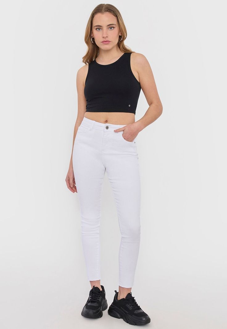 Jeans Mujer Color Skinny Blanco Corona-0