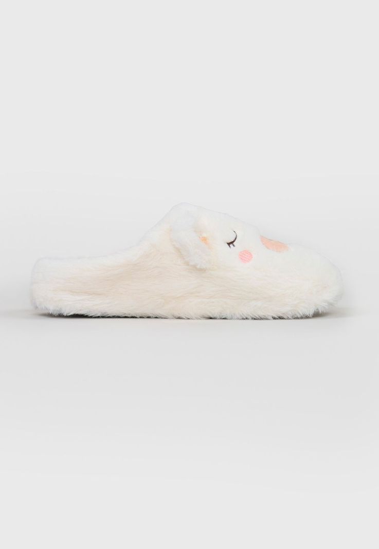 Pantuflas Mujer Oso Ecru Corona-1
