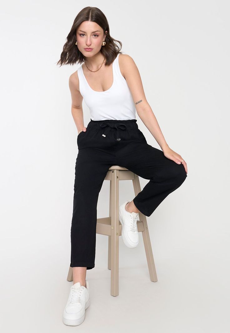 Pantalón Mujer Color Negro Jogger Corona-0