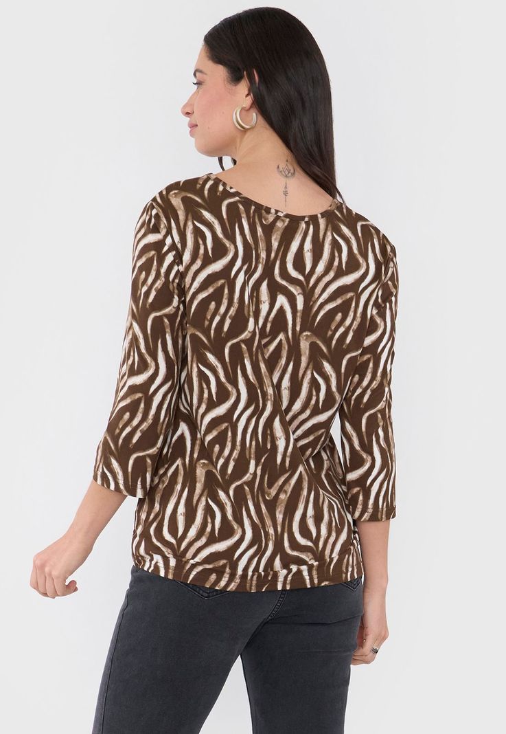 Polera Mujer Manga 3/4 Focal Animal Print Beige Corona-1