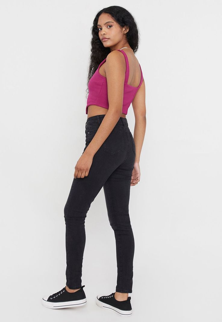 Jeans Skinny Básico Push Up Negro - Mujer Corona-1