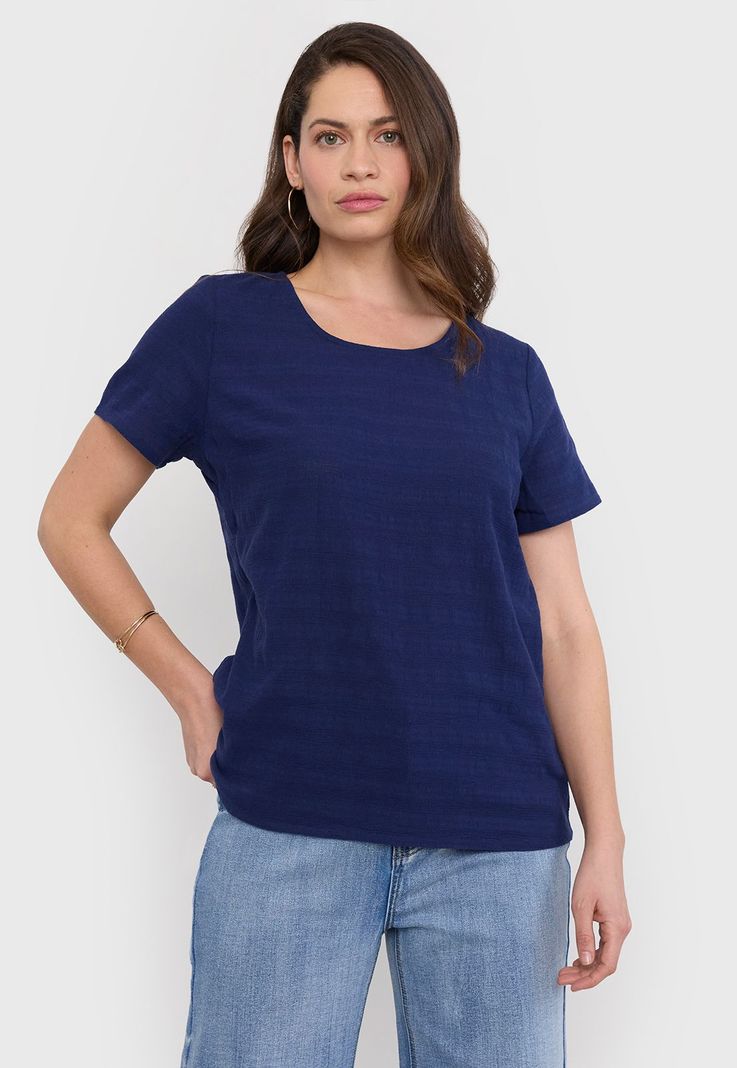 Blusa Mujer Manga Corta Cuello Redondo Beige Corona-0