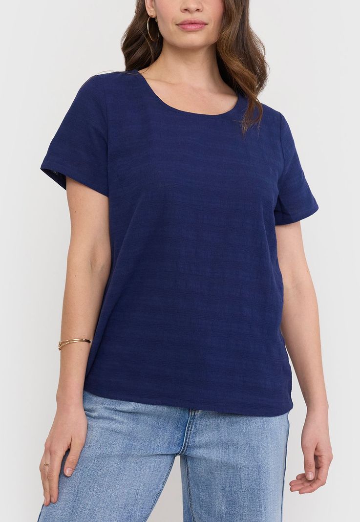 Blusa Mujer Manga Corta Cuello Redondo Beige Corona-2