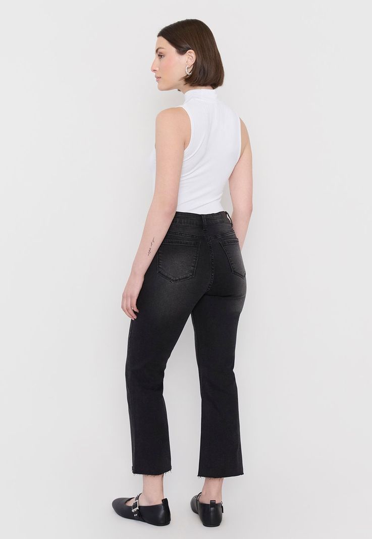 Jeans Mujer Flare Crop Negro Corona-2
