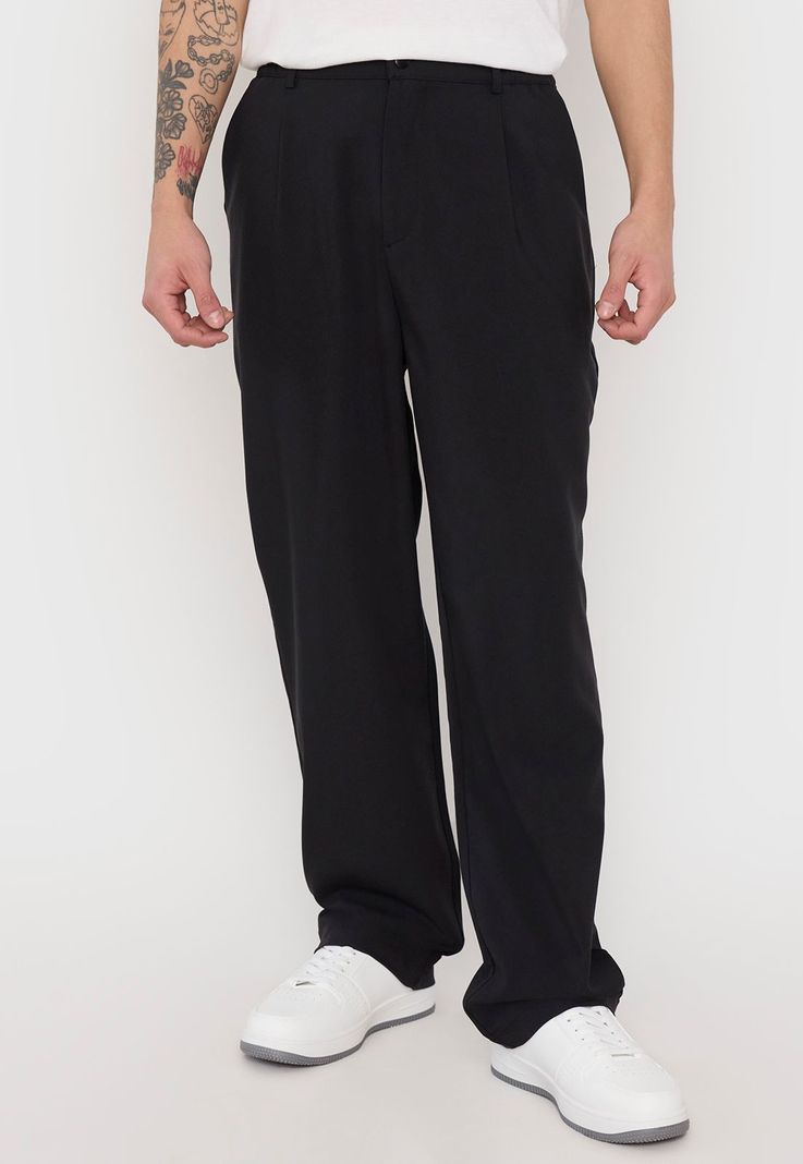 Pantalón Hombre Sastrero Relax Fit College Negro Corona-1