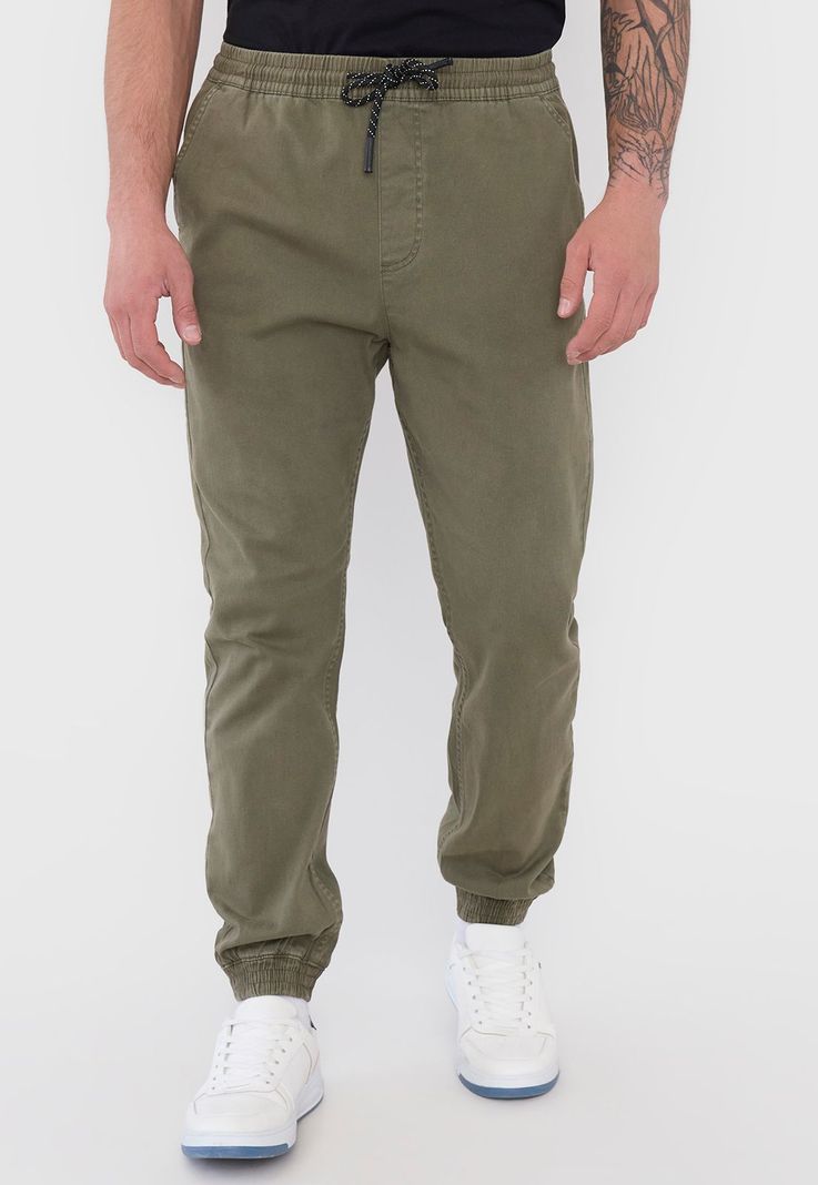 Pantalón Hombre Jogger Fit Verde Twill Corona-1
