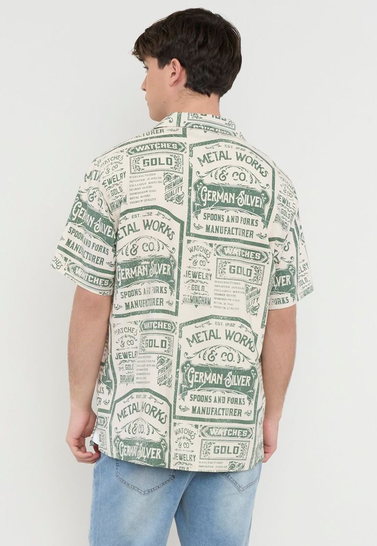 Guayabera Hombre Viscosa Lino Ecru Corona-1