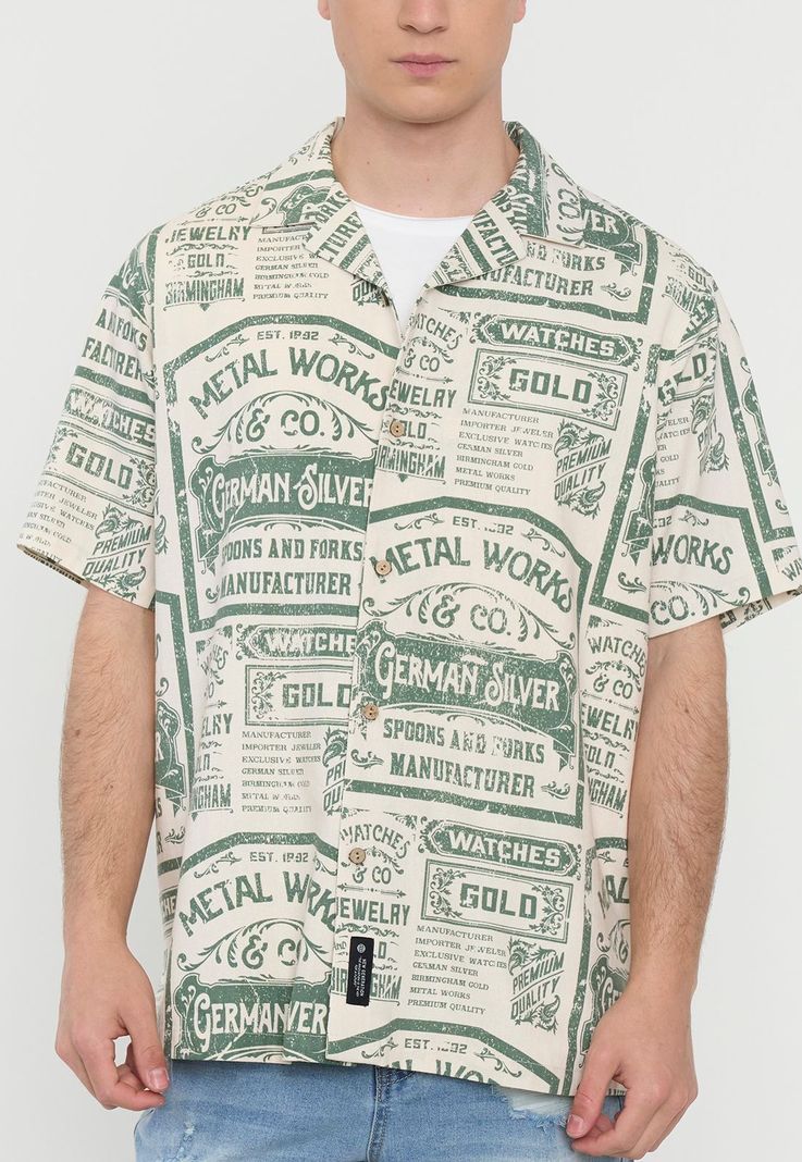 Guayabera Hombre Viscosa Lino Ecru Corona-2