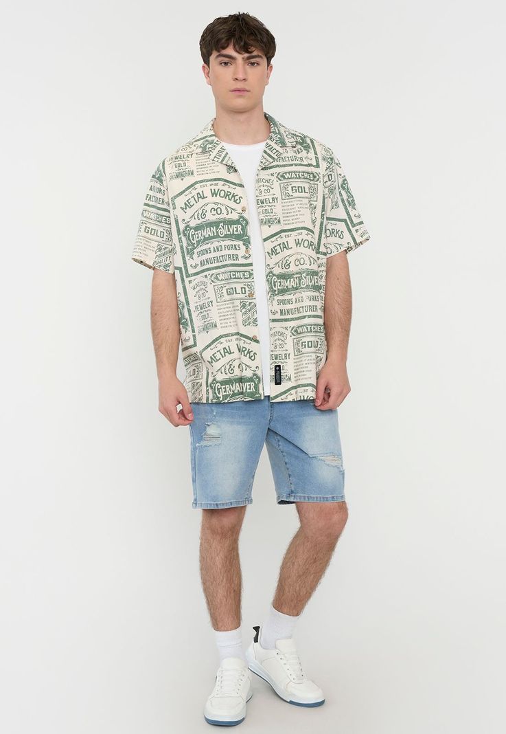 Guayabera Hombre Viscosa Lino Ecru Corona-3