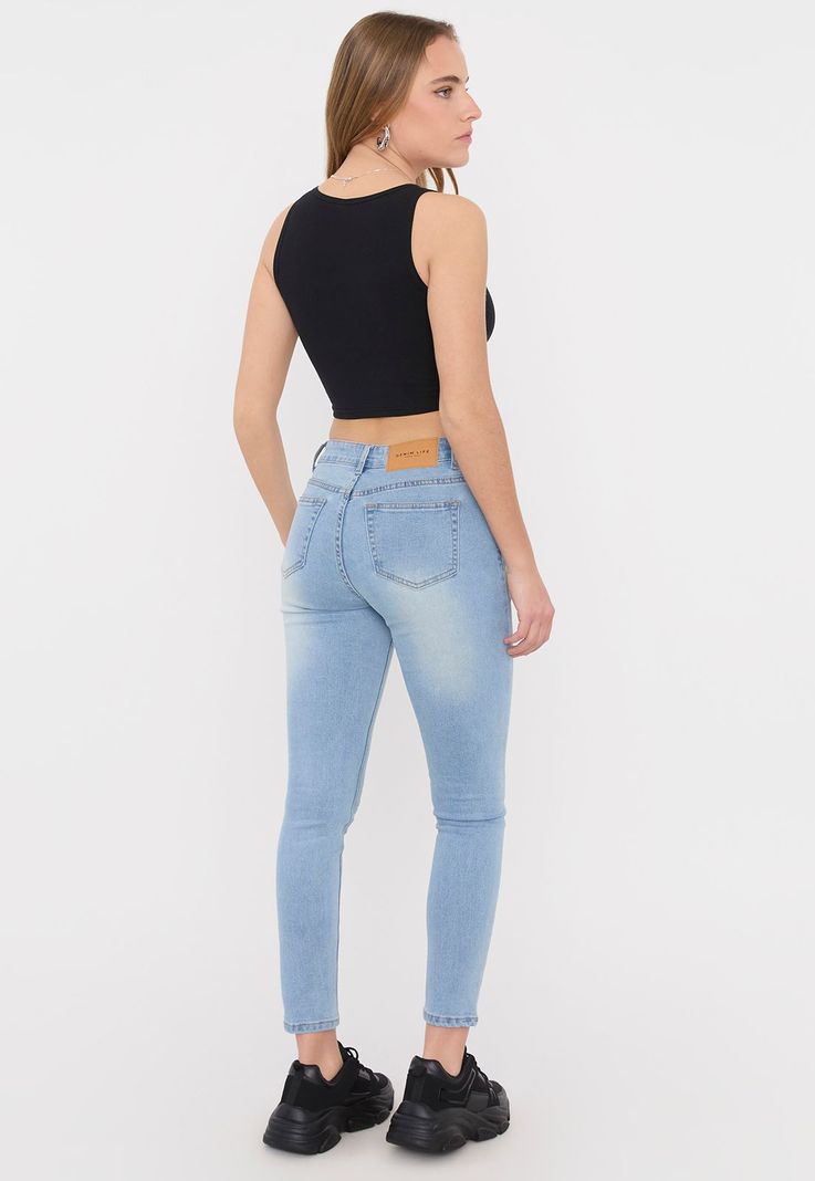 Jeans Mujer Básico Skinny 5 Bolsillos Azul Claro Corona-2