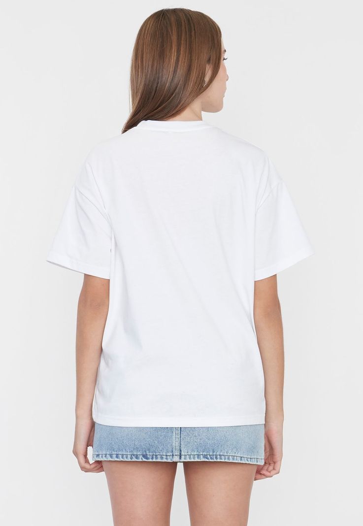 Polera Mujer Oversize Local Print Blanco Corona-1