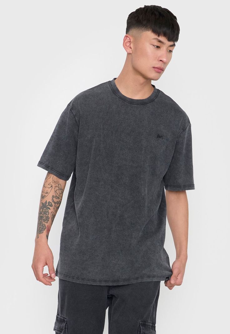 Polera Hombre Lavada Urbana Negro Corona-0
