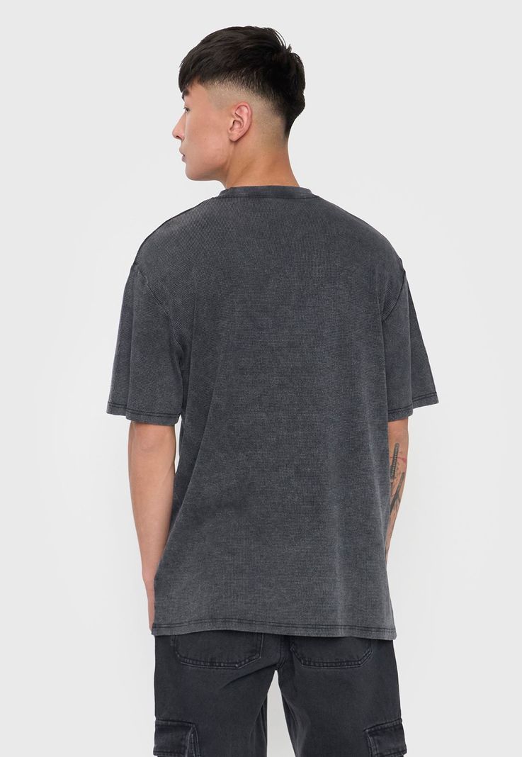 Polera Hombre Lavada Urbana Negro Corona-1