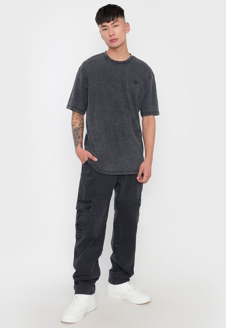 Polera Hombre Lavada Urbana Negro Corona-3