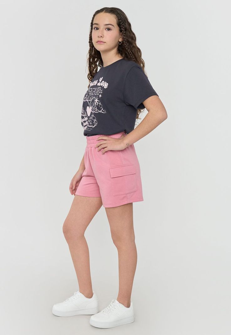 Short Niña Teen Cargo Punto Rosado Corona-3
