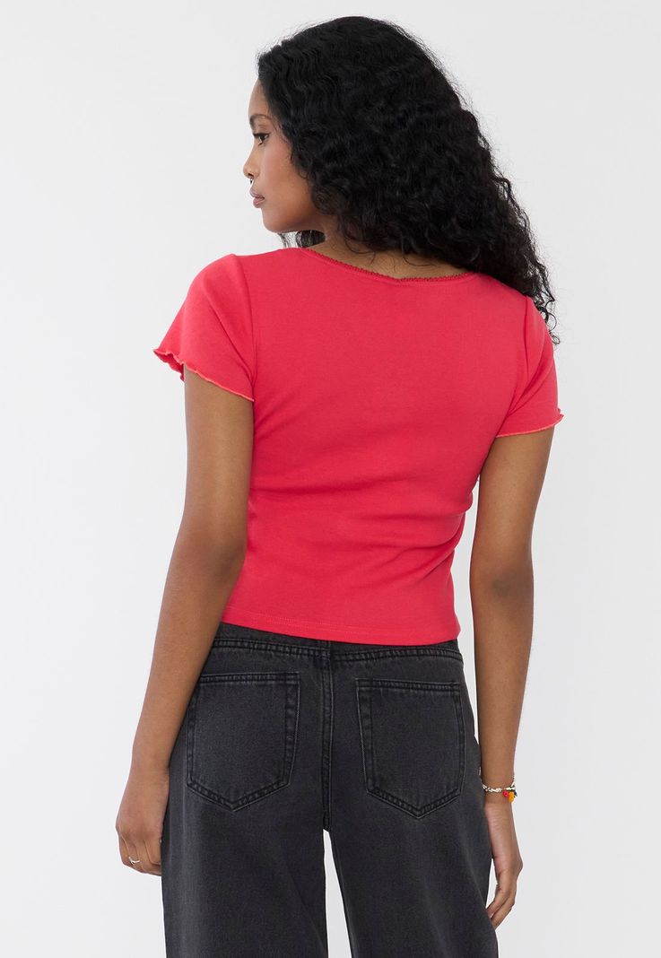 Polera Mujer Botones Rojo Corona-1