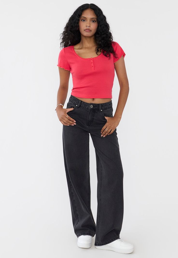Polera Mujer Botones Rojo Corona-3