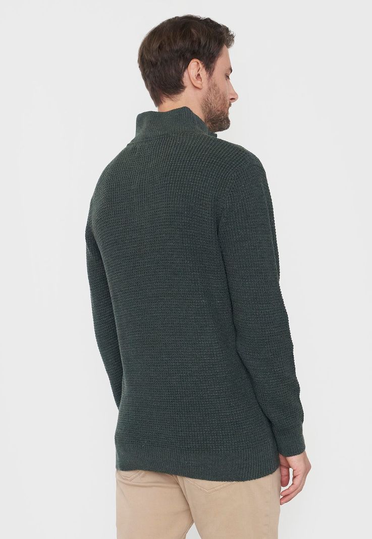 Tejido Hombre Cuello Botones Verde Corona-1