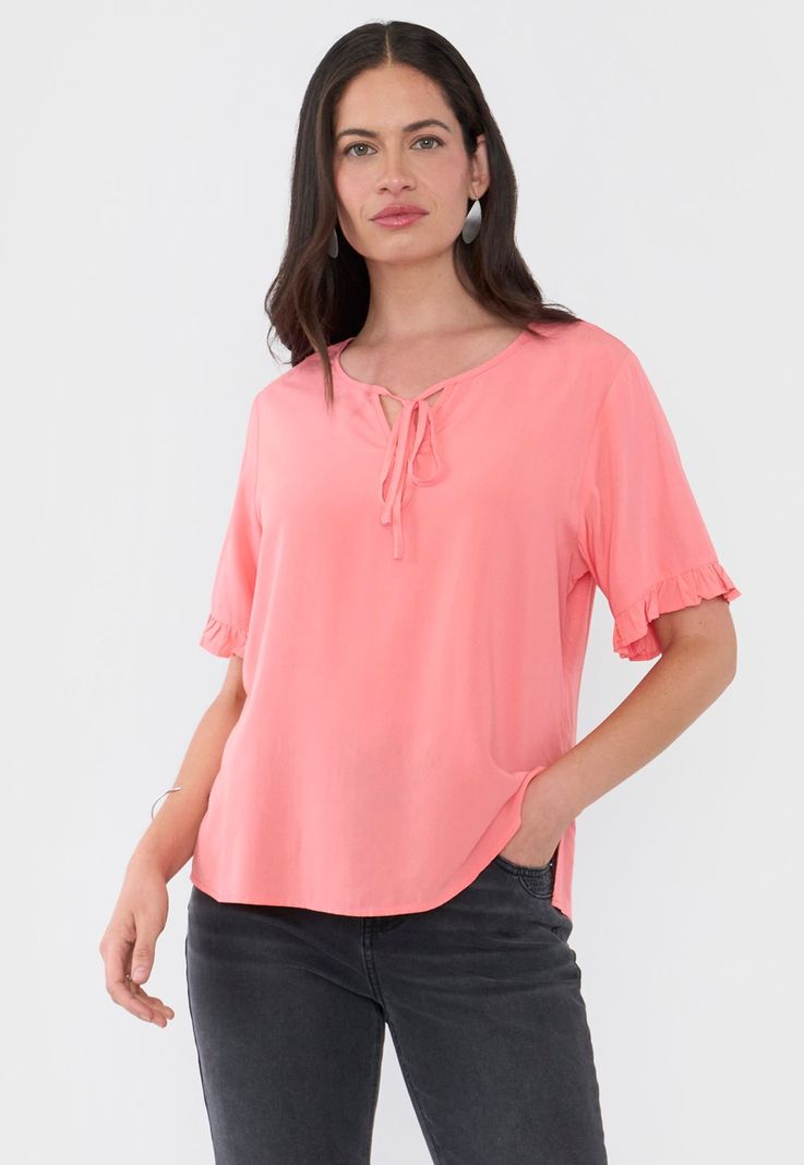 Blusa Mujer Manga Corta Detalle Coral Corona-0