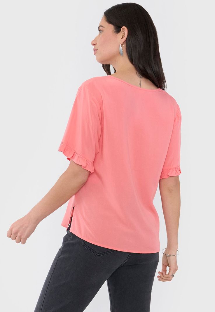 Blusa Mujer Manga Corta Detalle Coral Corona-1