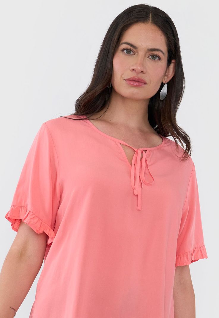 Blusa Mujer Manga Corta Detalle Coral Corona-2
