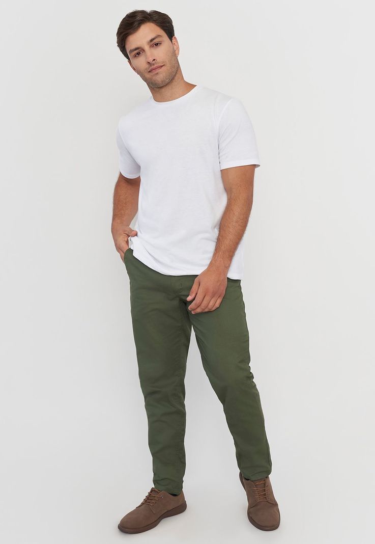 Pantalón Hombre Slim Fit Verde Bolsillo Chino Corona-0