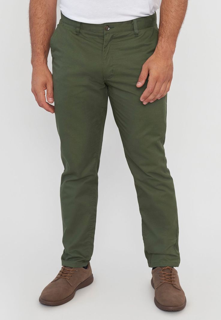 Pantalón Hombre Slim Fit Verde Bolsillo Chino Corona-1