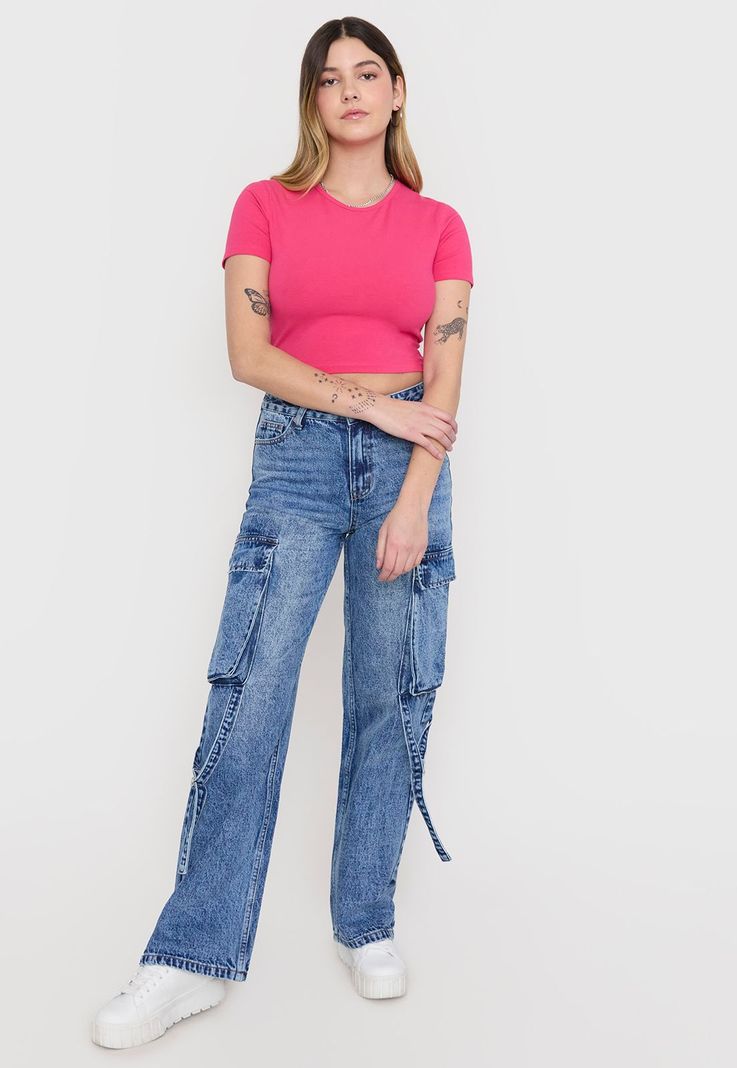 Polera Mujer Crop Cotton Spx Fucsia Corona-3