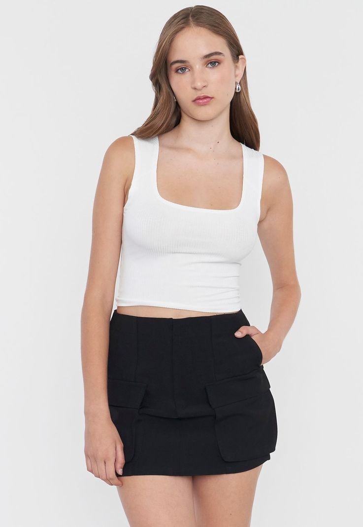 Falda Mujer Corta Cargo Negro Corona-3