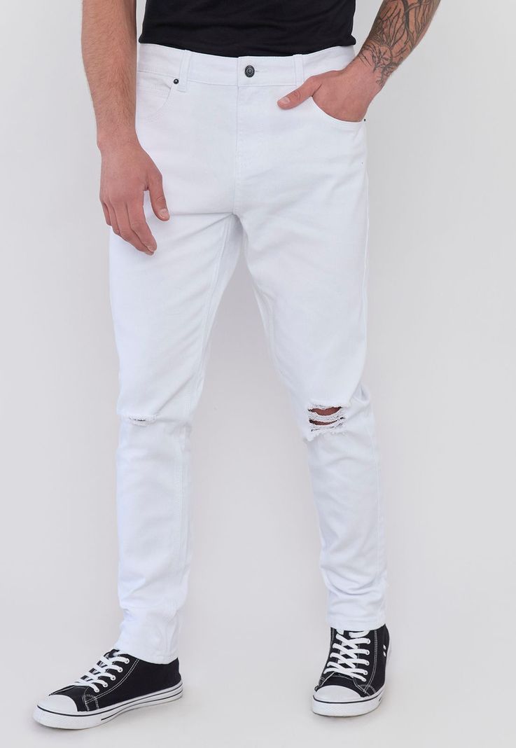 Jeans Hombre Skinny Fit Blanco Corona-1