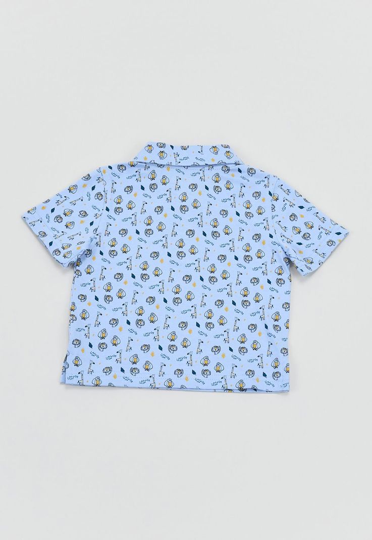 Polera Bebe Niño Cuello Botones Celeste Corona-1