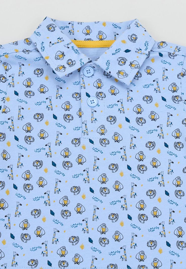Polera Bebe Niño Cuello Botones Celeste Corona-2