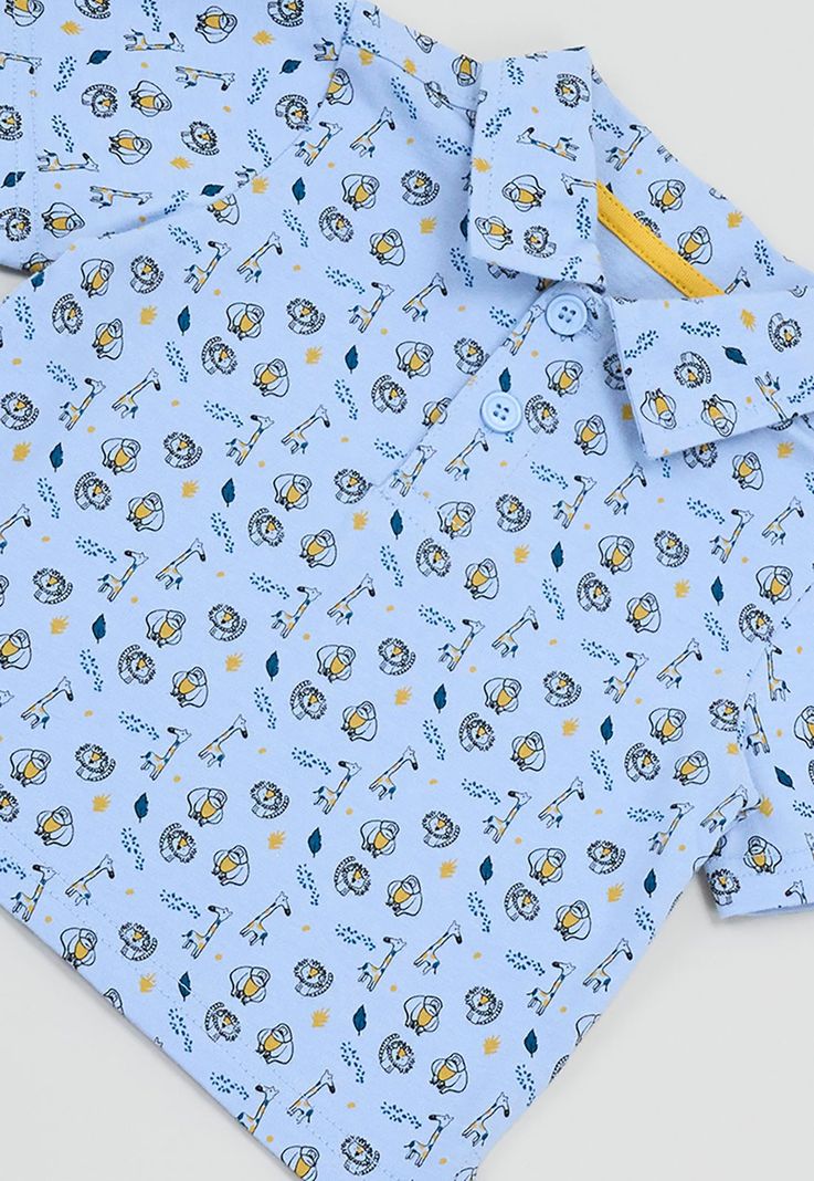 Polera Bebe Niño Cuello Botones Celeste Corona-3