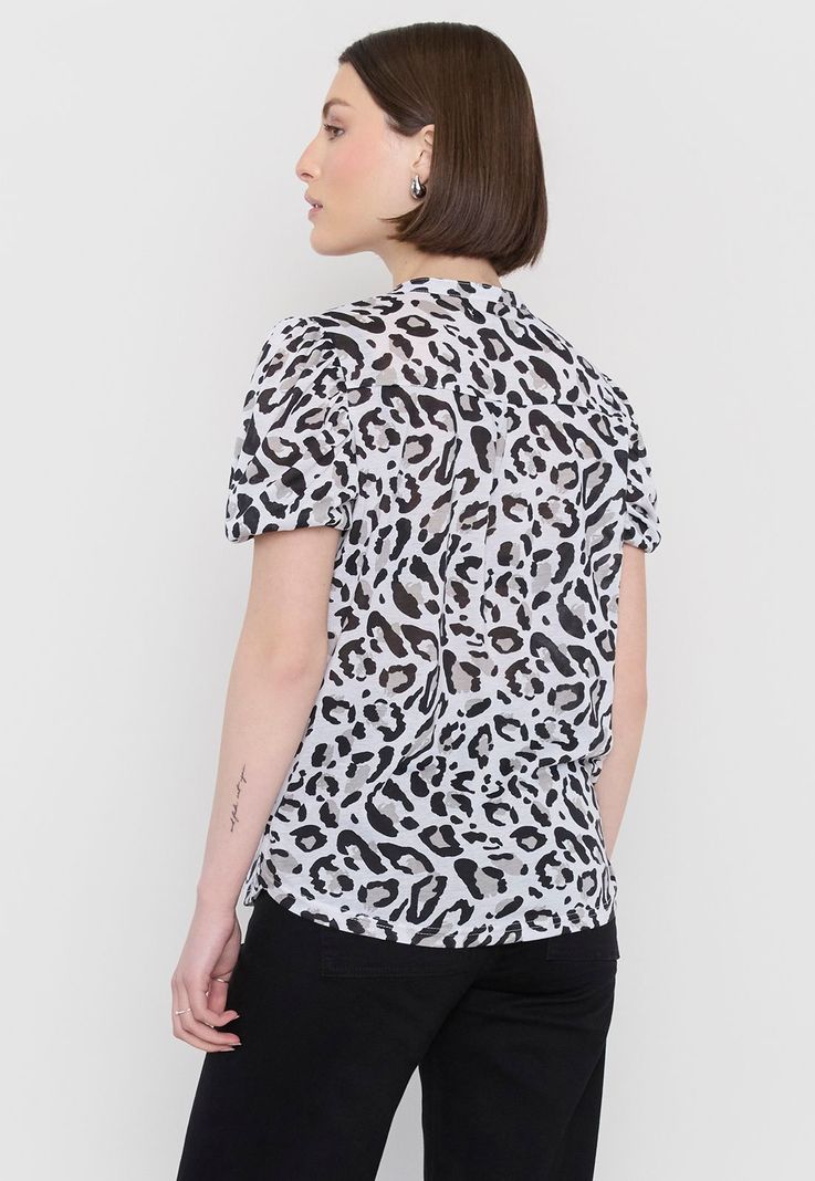 Polera Mujer Botones Animal Print - Corona-1