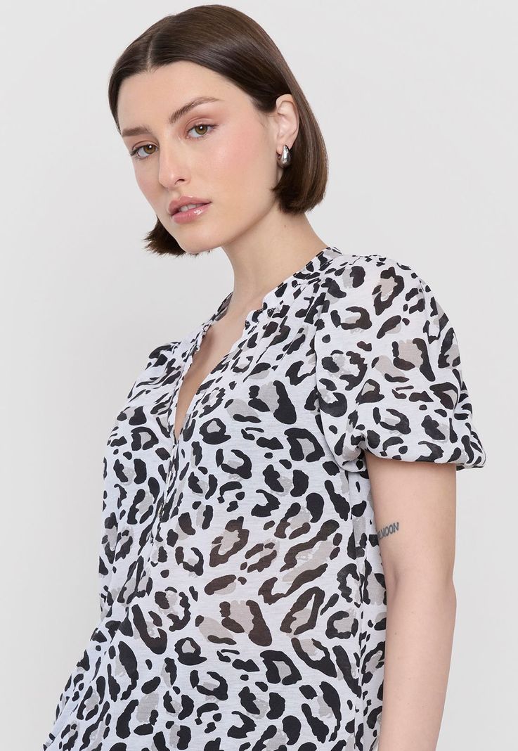 Polera Mujer Botones Animal Print - Corona-2
