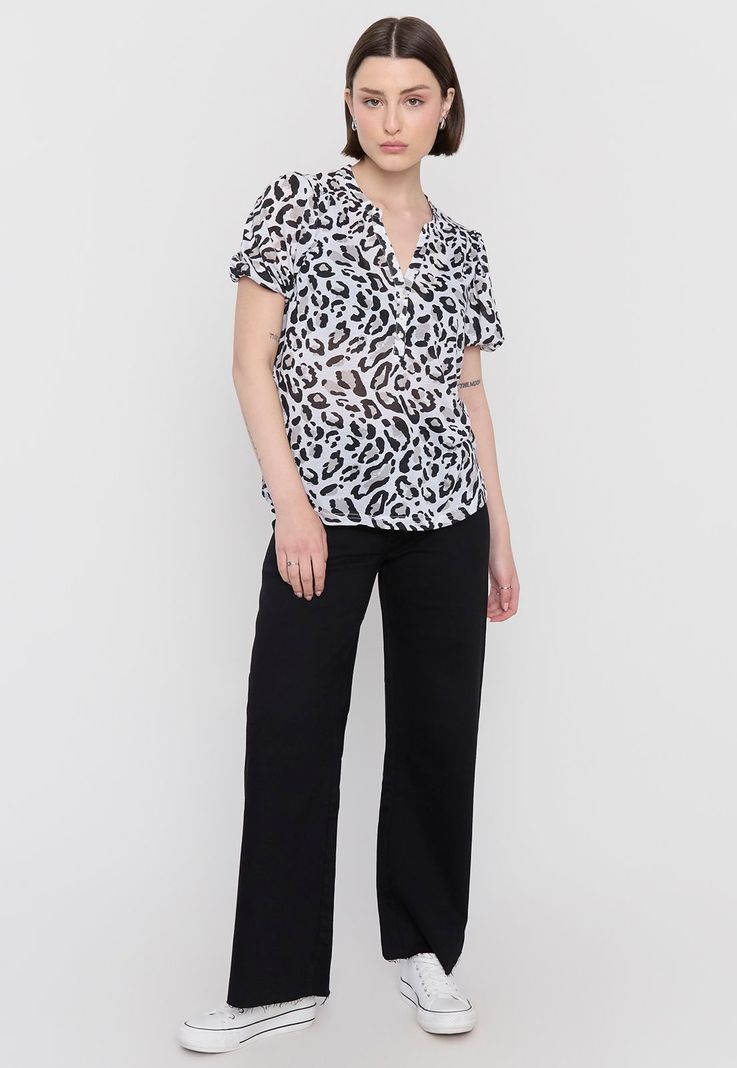 Polera Mujer Botones Animal Print - Corona-3