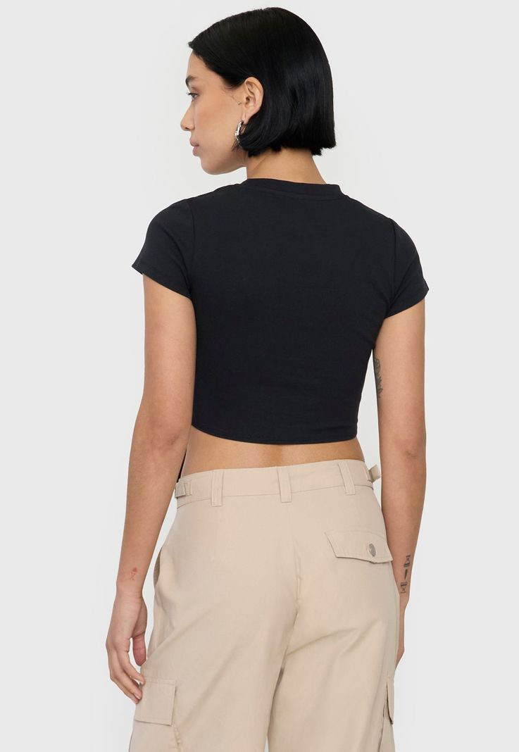 Polera Mujer Manga Corta Nudo Negro Corona-1