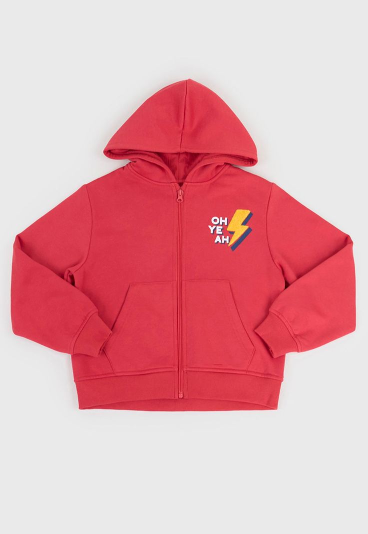 Poleron Niño Kids Zipper Rojo Corona-0