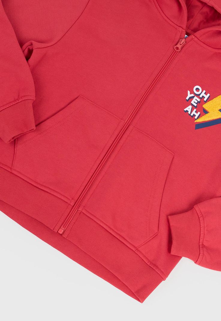 Poleron Niño Kids Zipper Rojo Corona-3