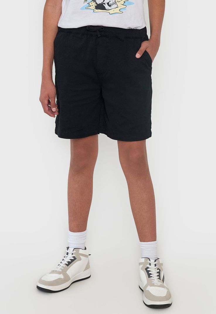 Short Niño Teen Gabardina Negro Corona-1