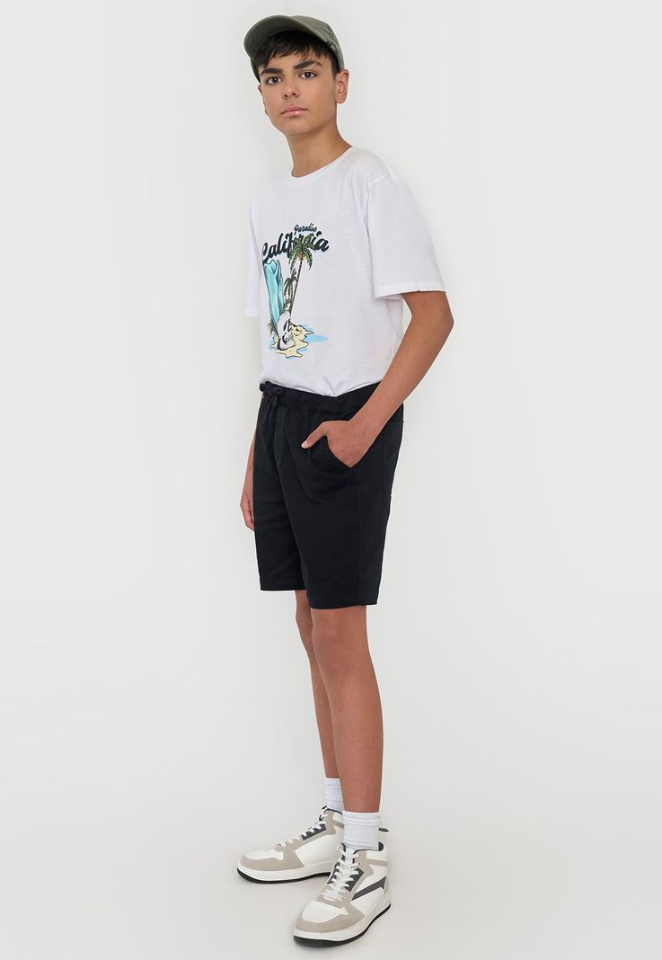 Short Niño Teen Gabardina Negro Corona-3