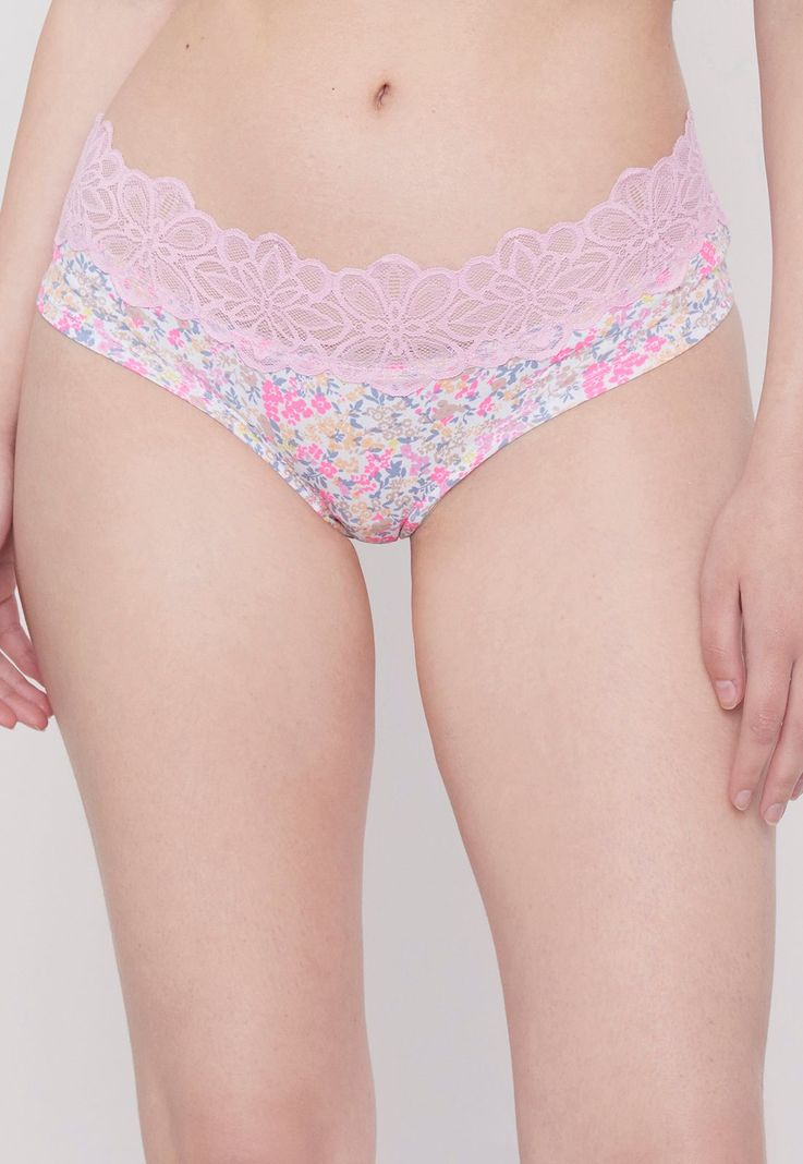 Pantaleta Mujer Cotton Flores Fondo Ecru Corona-0