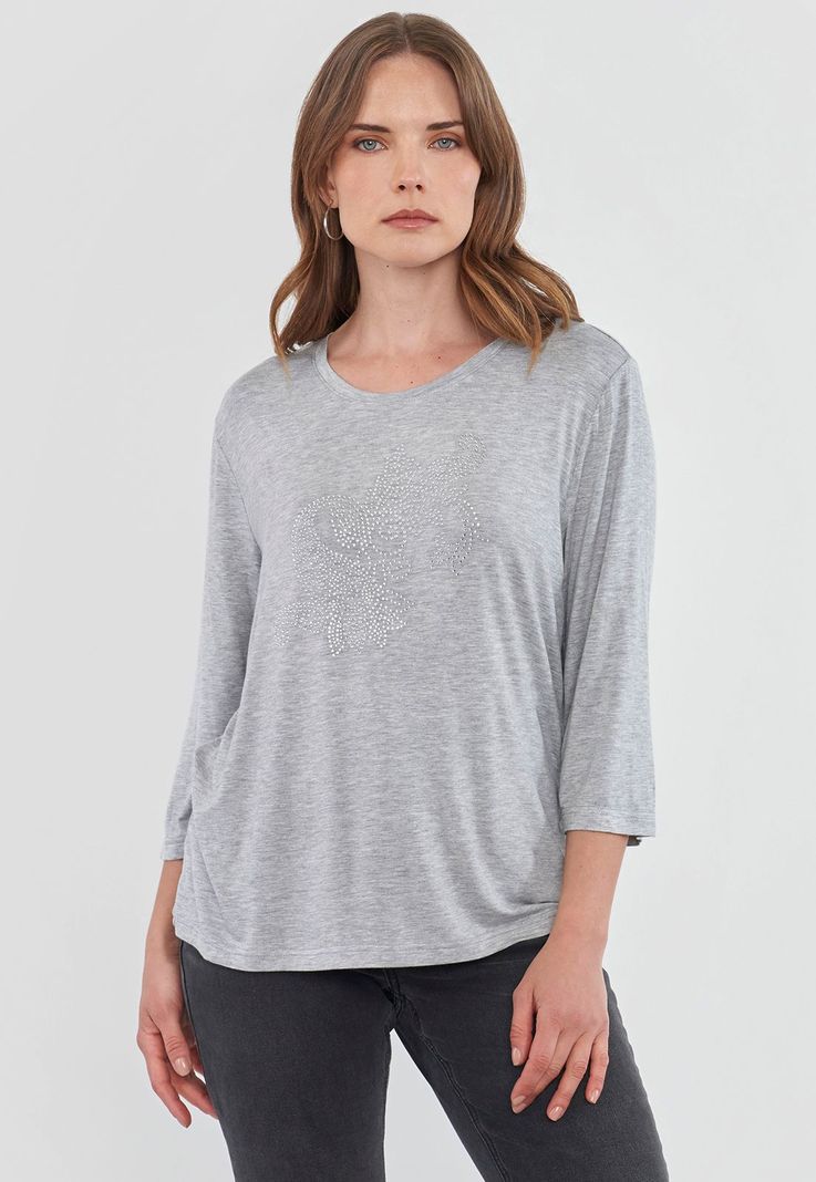Polera Mujer Manga Larga Gris Melange Corona-0
