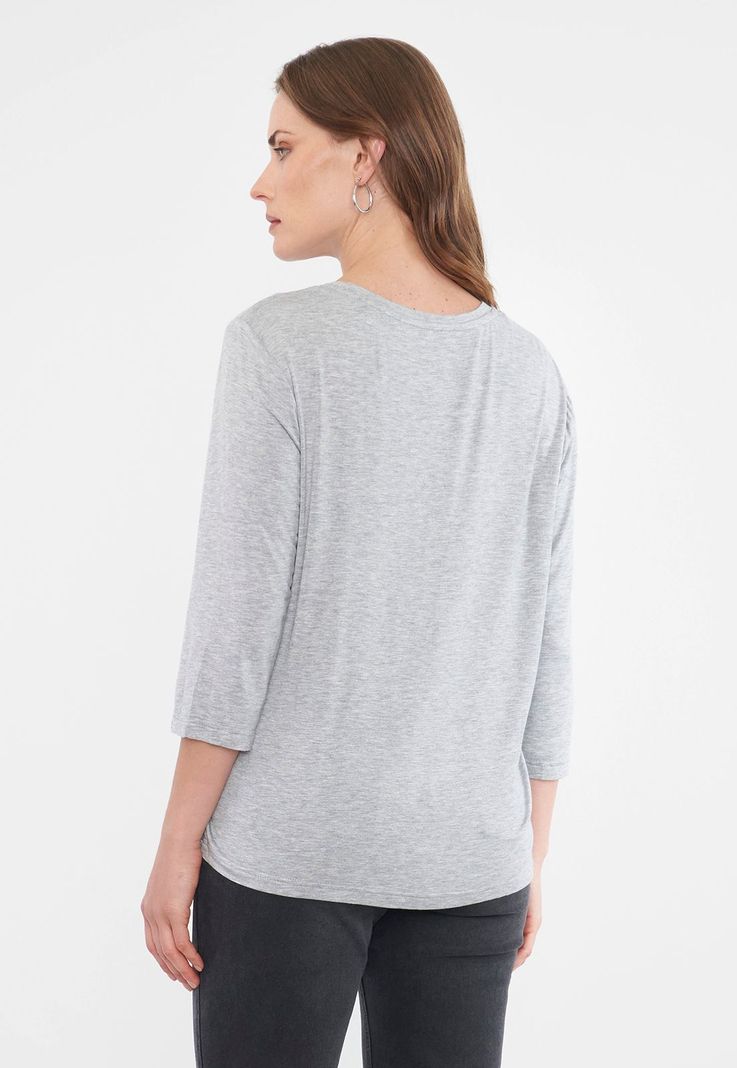 Polera Mujer Manga Larga Gris Melange Corona-1